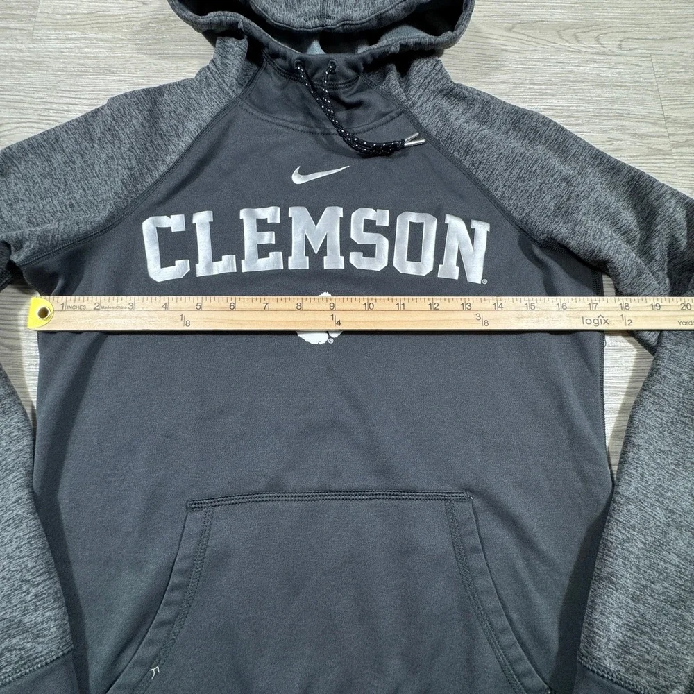 Nike‎ Men's Clemson Hoodie Therma-FIT Pullover Sweatshirt Black Grey Small NCAA